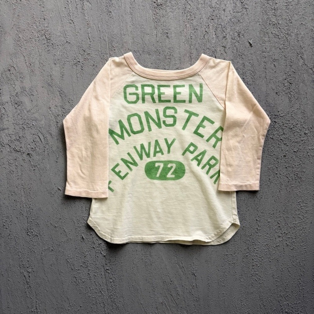 Denim & Dungaree T-Shirt Small 110CM White Green Monster Fenway Park Japan Baby